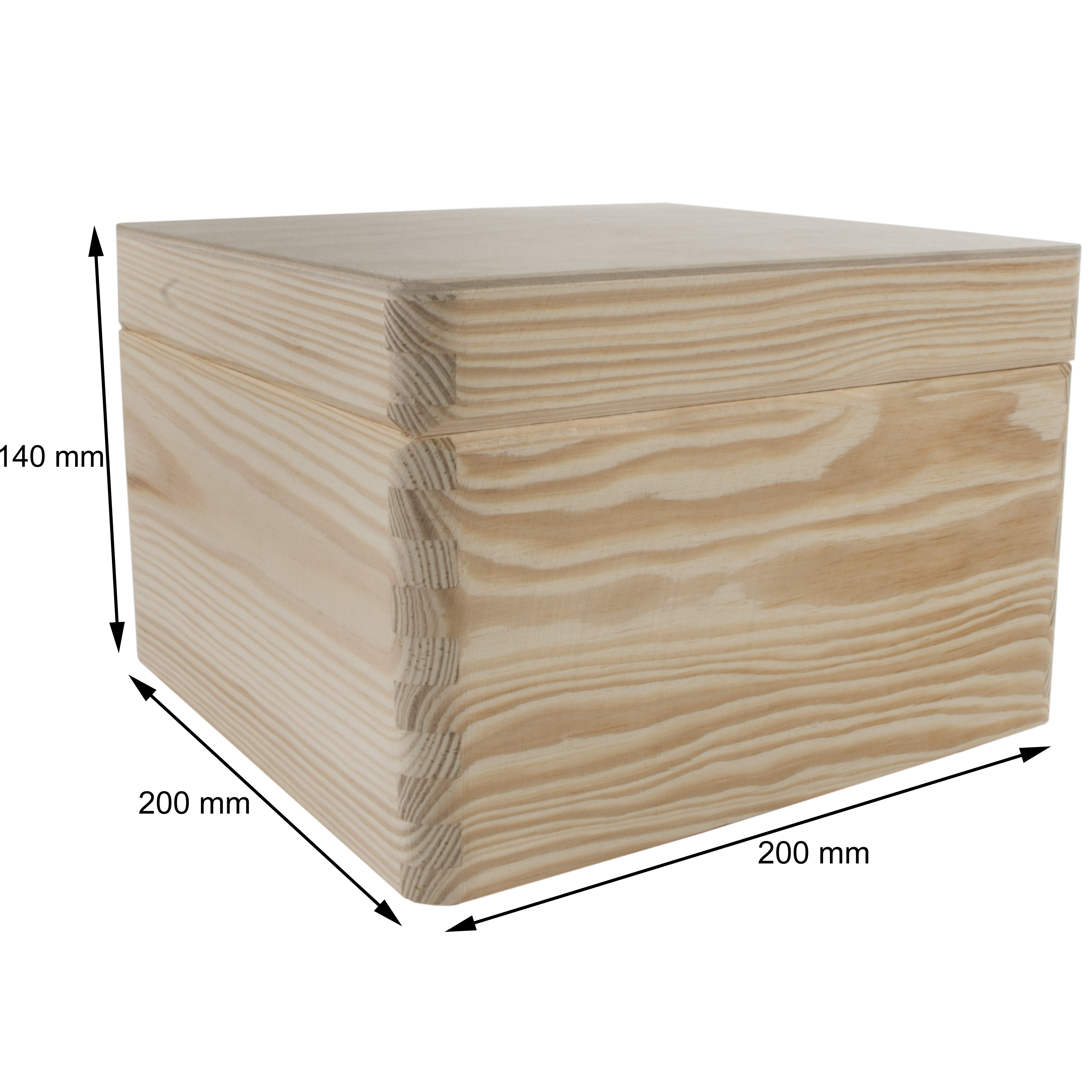 Quadratisch Schlicht Kiefernholz Aufbewahrung Kiste mit Deckel